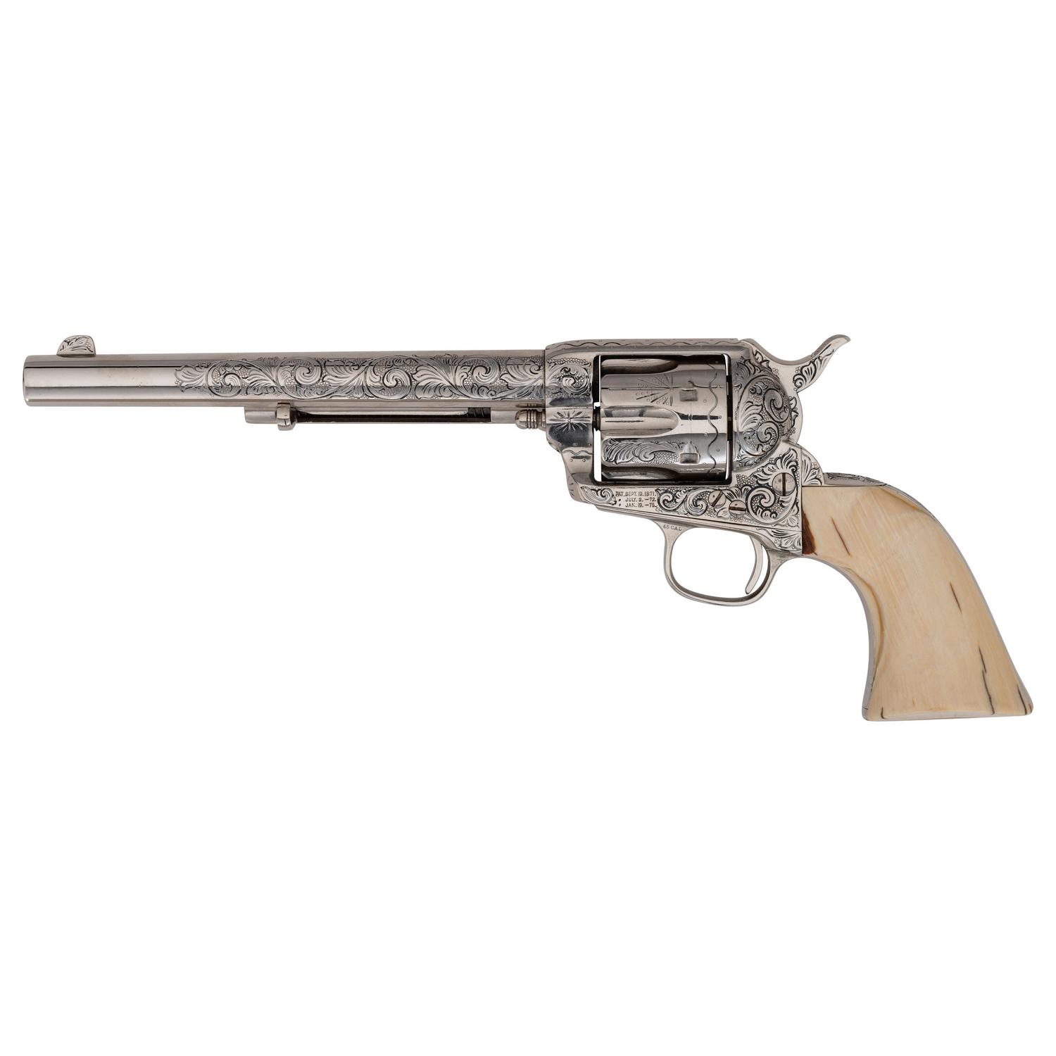 Professionally Restored and Engraved Nickel Plated Colt Single Action Army Revolver