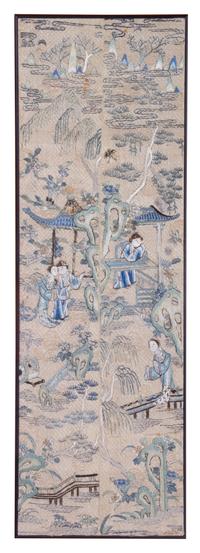 A Pair of Chinese Embroidered Silk Cuffs 20 x 6 1/4 inches (textile). — 18TH/19TH CENTURY