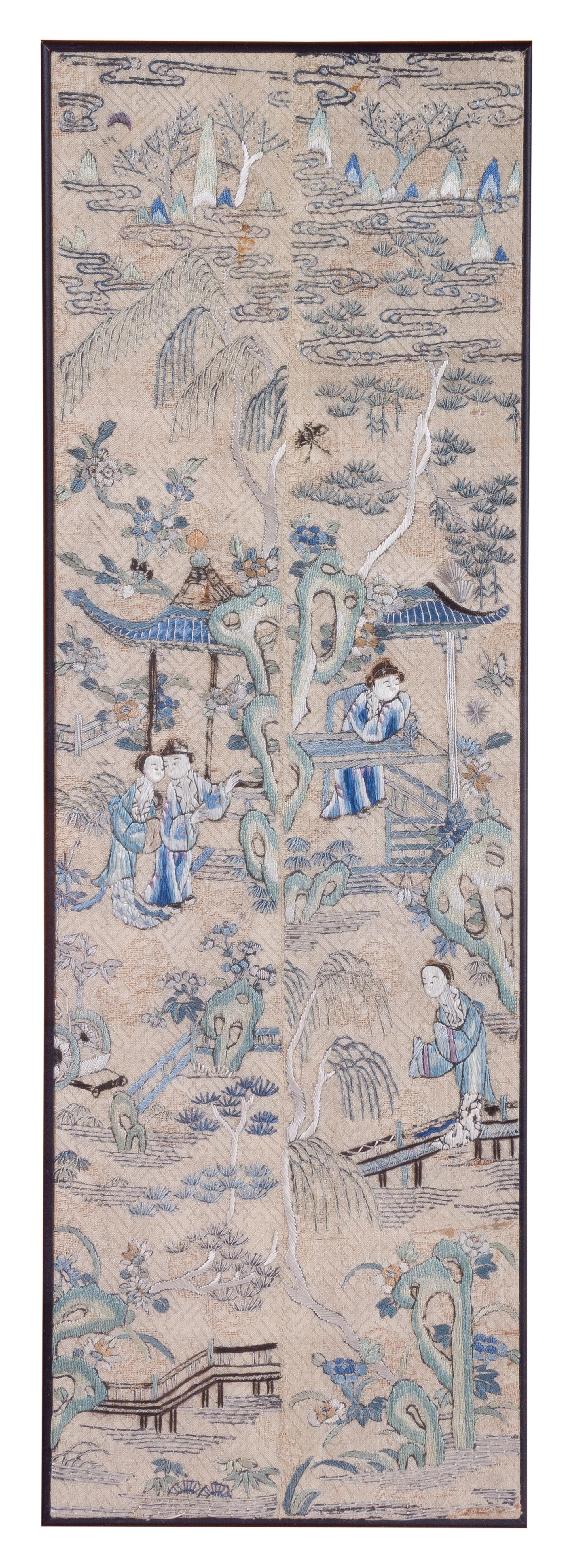A Pair of Chinese Embroidered Silk Cuffs 20 x 6 1/4 inches (textile). — 18TH/19TH CENTURY