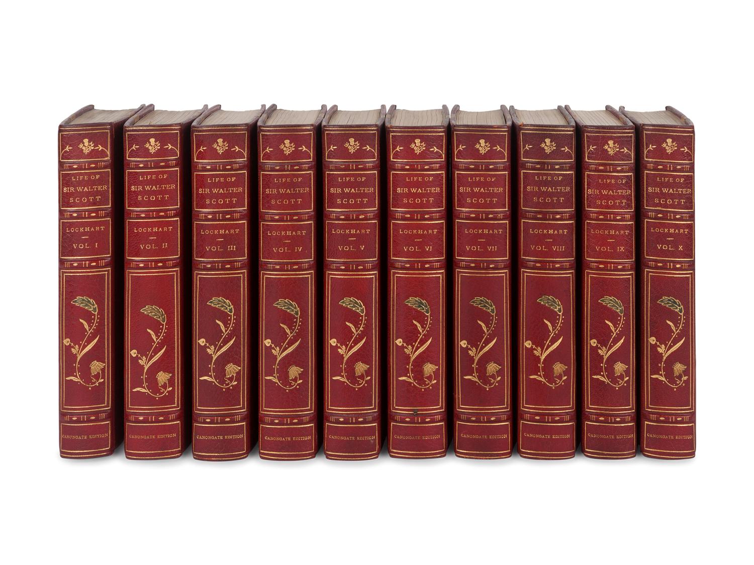 [BINDINGS]. LOCKHART, John Gibson (1794-1854). The Life of Sir Walter Scott . London and Boston: J. B. Millet Company, [ca 1903].
