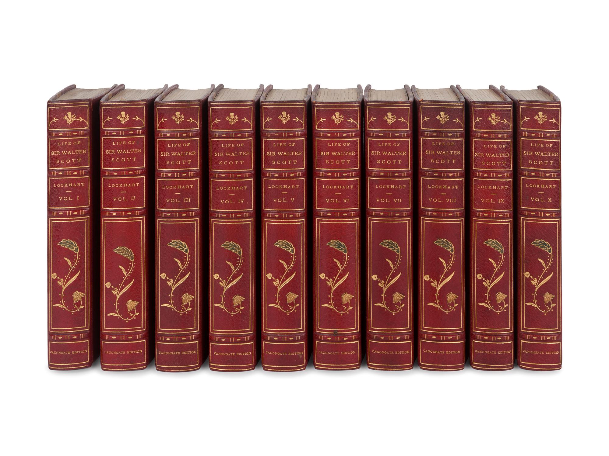 [BINDINGS]. LOCKHART, John Gibson (1794-1854). The Life of Sir Walter Scott . London and Boston: J. B. Millet Company, [ca 1903].