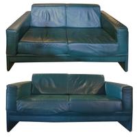 A Pair of Mid-Century Leather Sofas, from the Milan Airport 61" W x 35" D x 30" H — Italy, Mid-20th Century