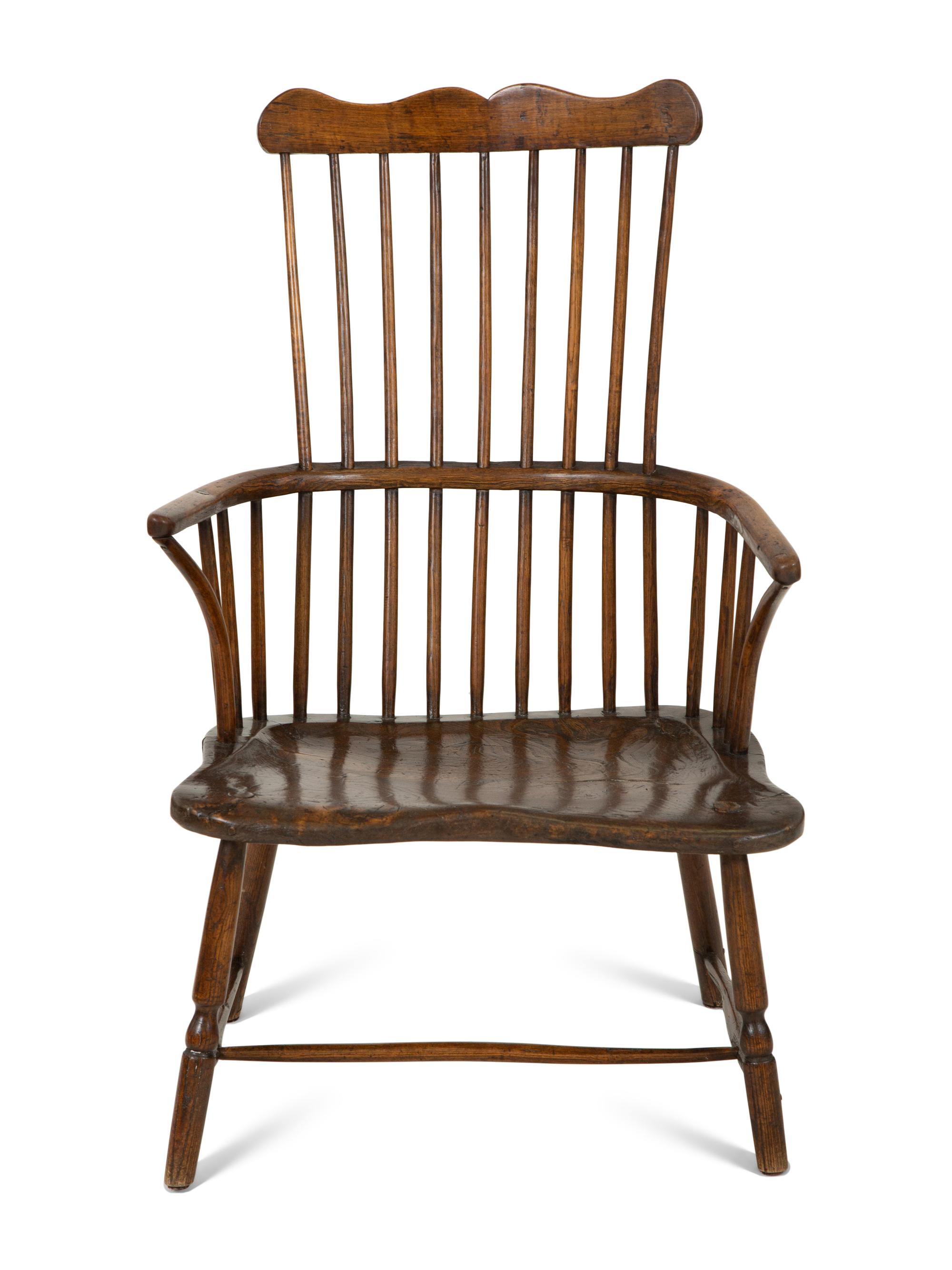 A George III Oak Comb-Back Windsor Armchair