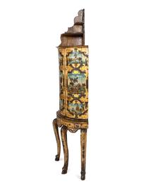 A Pair of Venetian Rococo Lacca Povera and Polychrome Painted Corner Cabinets