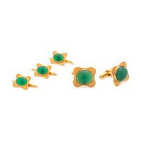 YELLOW GOLD AND GREEN CHALCEDONY DRESS SET