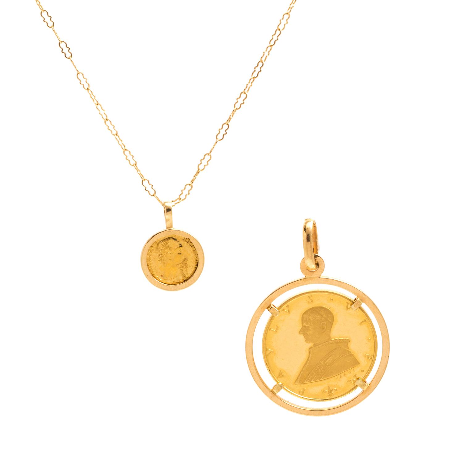 A Collection of Yellow Gold Coin Jewelry, 9.40 dwts.