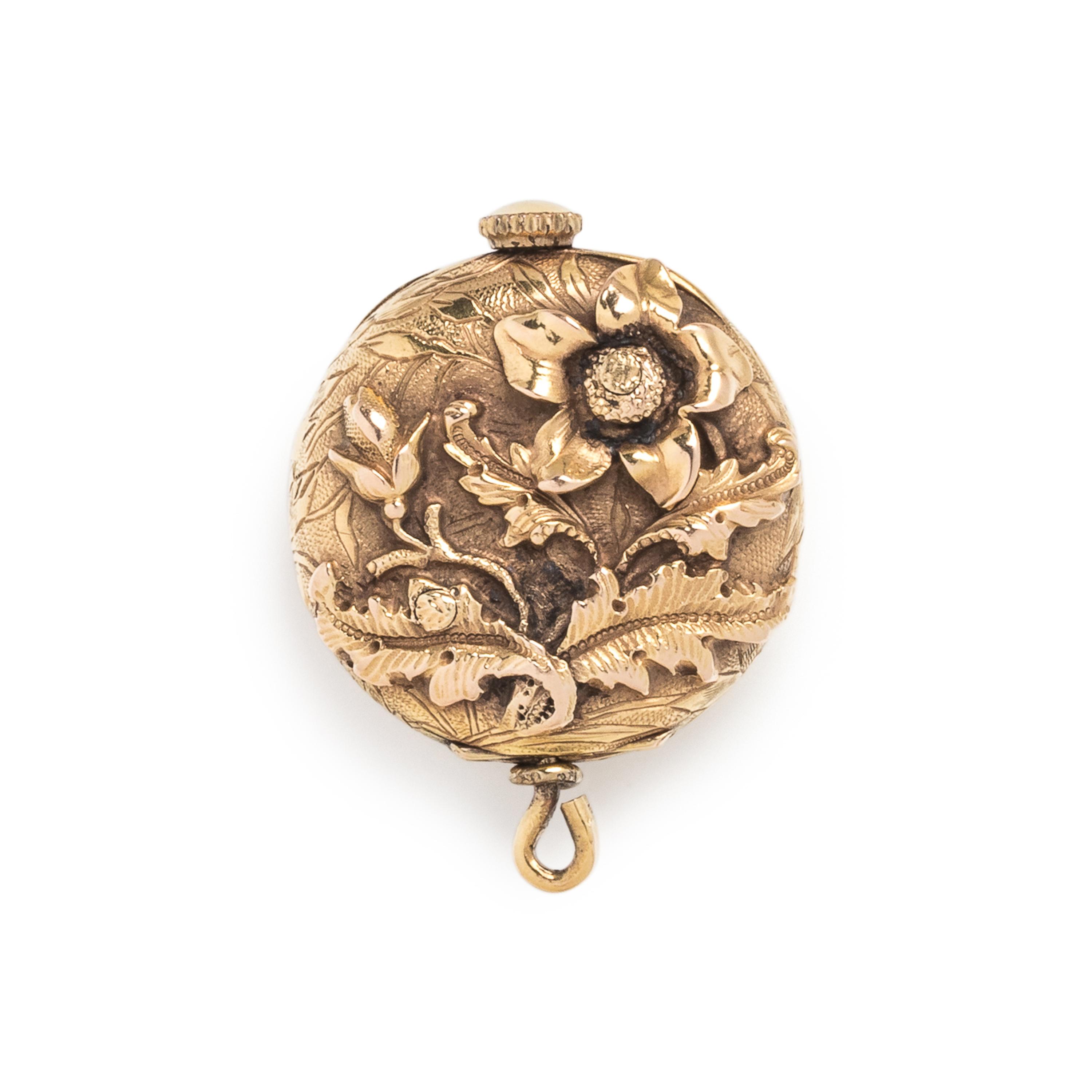 14K YELLOW GOLD HUNTER CASE POCKET WATCH AND CHAIN