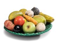 A Group of Painted Stone Fruit and Vegetables