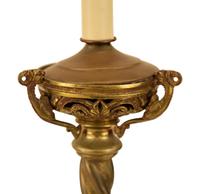 A Pair of Baroque Style Patinated Brass Pricket Sticks Mounted as Lamps
