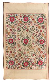 A Shakhrisabz Suzani Embroidery 6 feet 3/4 inches x 6 feet 1/4 inches. — MID-19TH CENTURY