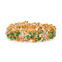 FRENCH, EMERALD AND DIAMOND BRACELET