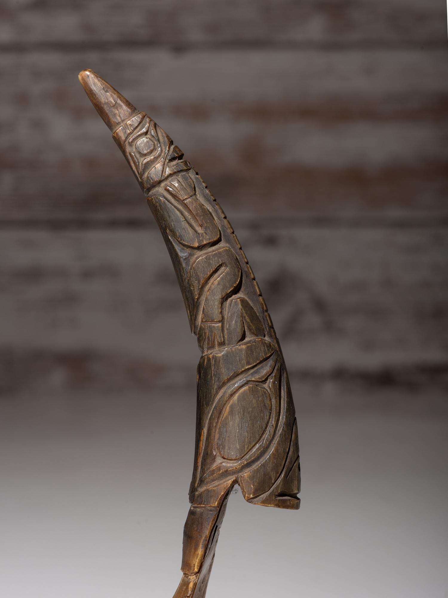 Northwest Coast Horn Spoon, with Totemic Handle