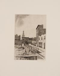 A group of four American prints (Otto Kuhler, No 7 Sp ; Armin Landeck, Excavation Site Manhattan ; Betty Waldo Parish, City Landscape; Bernard Gutmann , Fairy Tower NYC Downtown )