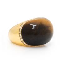 Roberto Coin, Tiger's Eye, Diamond, and Yellow Gold Ring