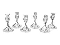 A Set of Six German Silver Candlesticks