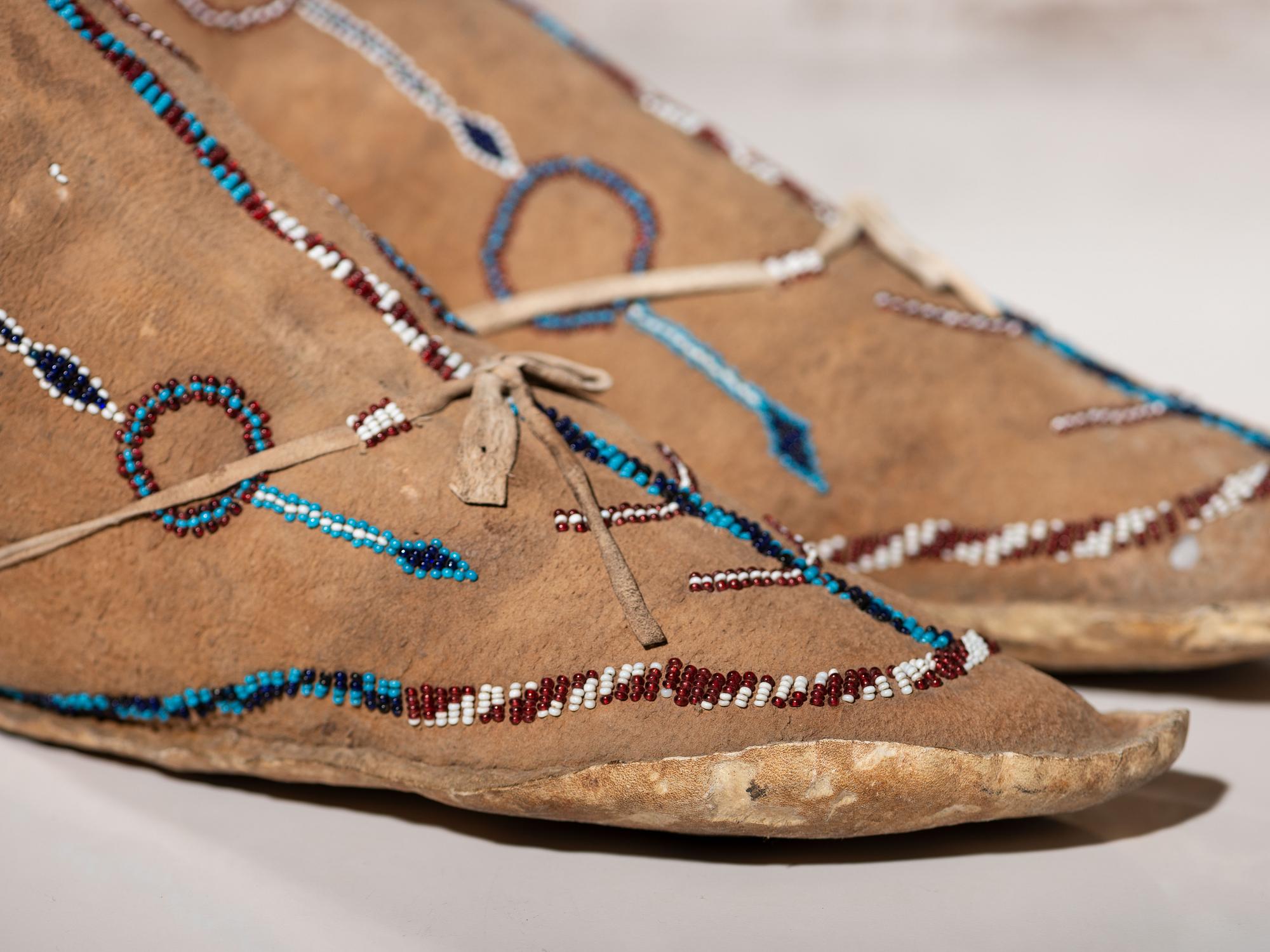 Apache Beaded Hide Moccasins