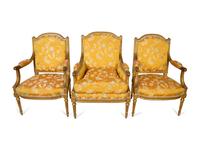 A Louis XVI Giltwood Six-Piece Salon Suite