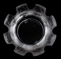 A Lalique Molded and Frosted Glass Ash Receiver Diameter 4 1/2 inches.