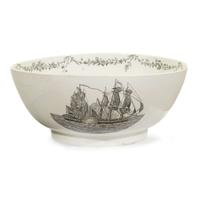 Transfer-decorated and polychrome enameled presentation punch bowl Liverpool, England, circa 1800