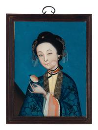 Two Chinese Reverse-Painted Glass Portraits