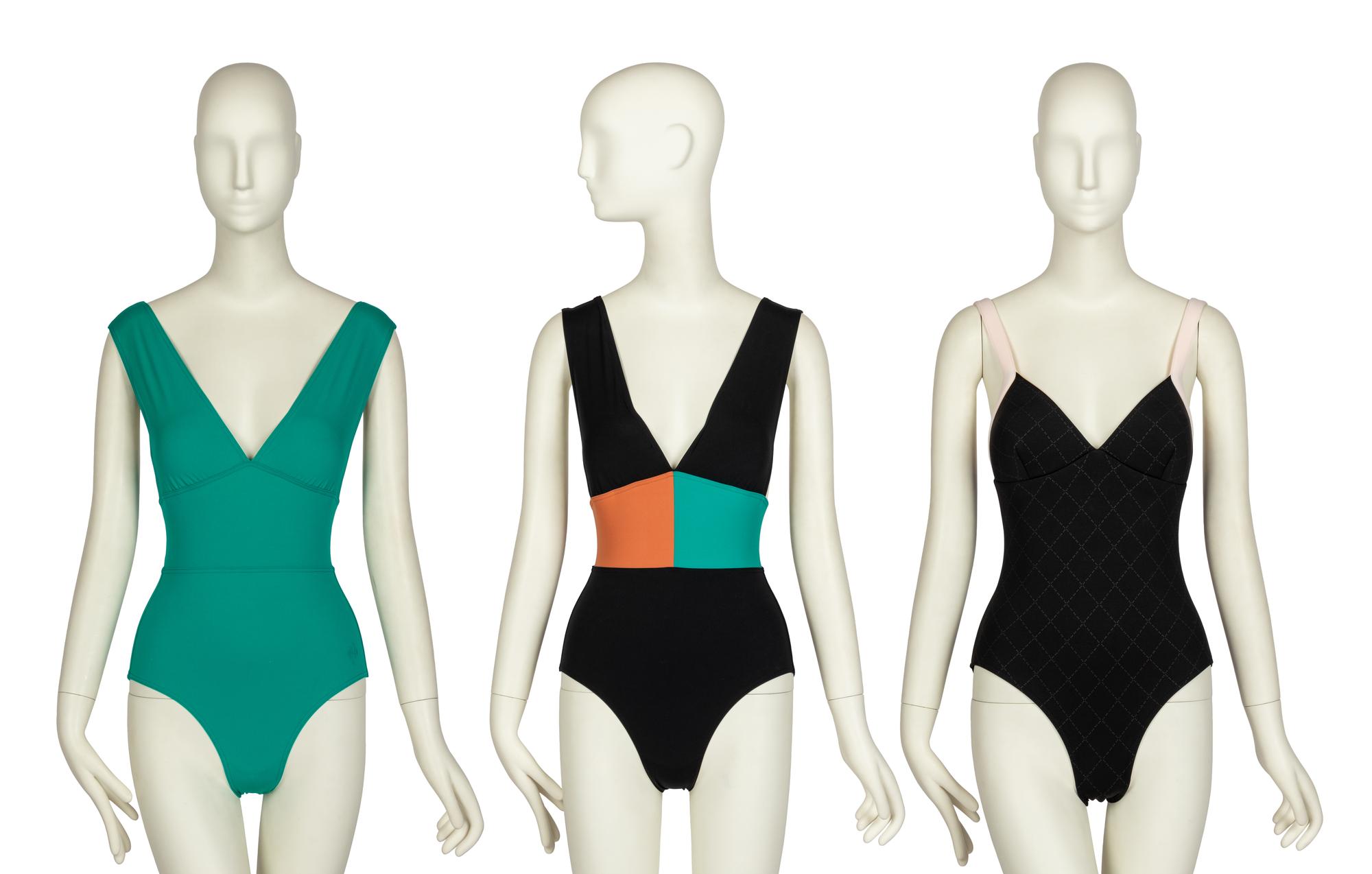 Three Designer Swimsuits: Two Hermès Bathing Suits, One Chanel Bathing Suit