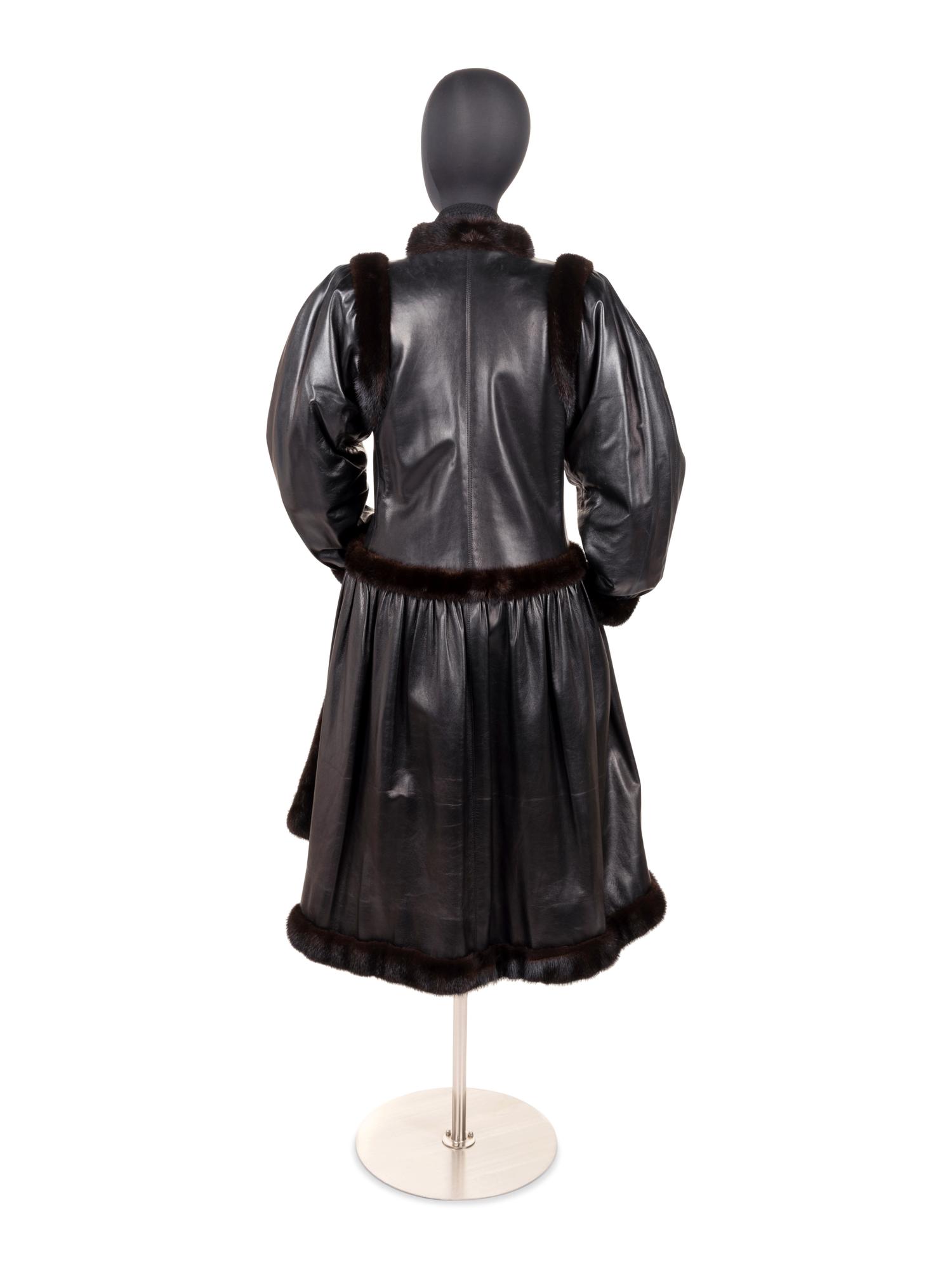 Yves Saint Laurent Haute Couture Leather Coat with Fur Trim, Fall 1976