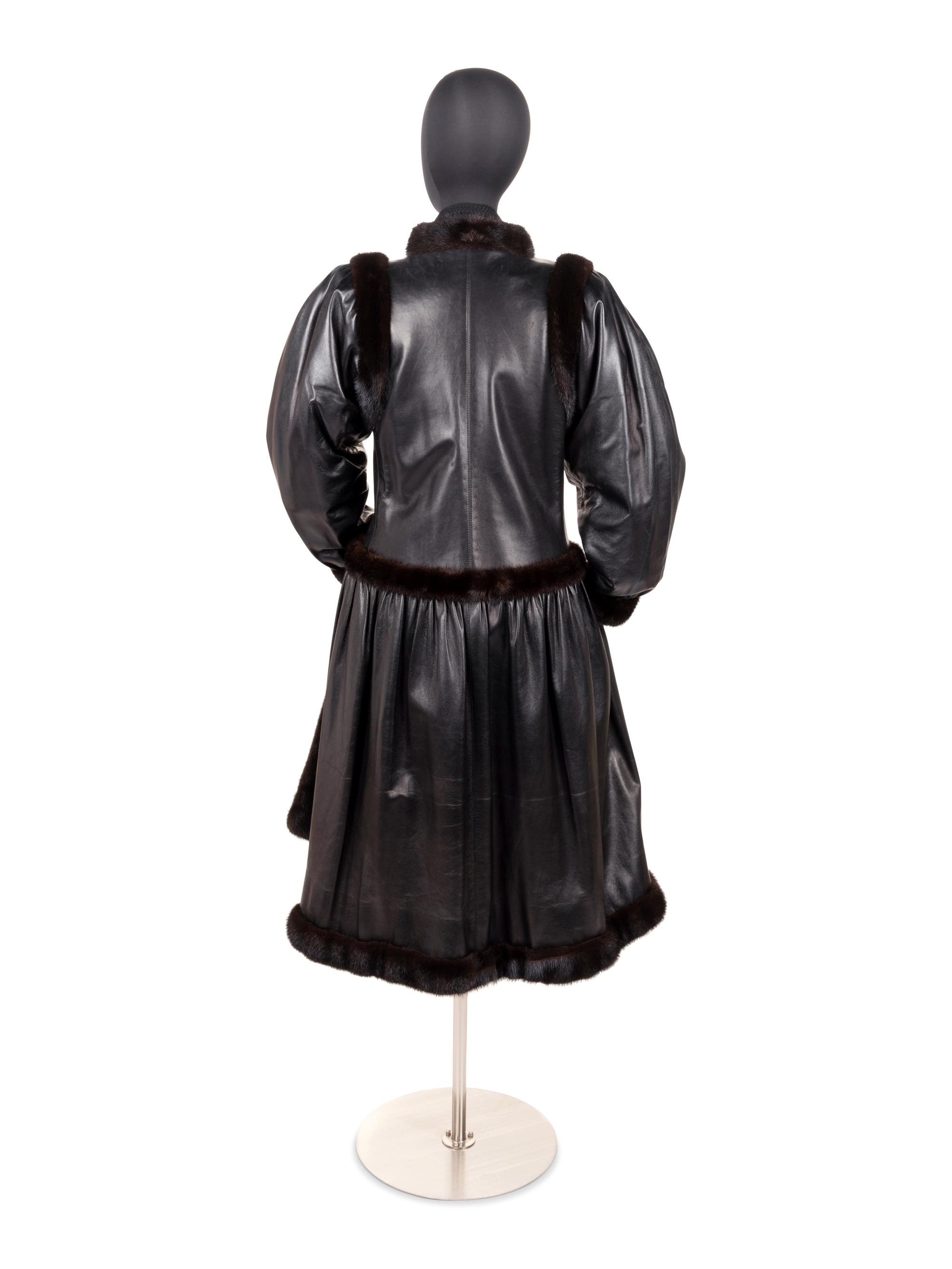 Yves Saint Laurent Haute Couture Leather Coat with Fur Trim, Fall 1976