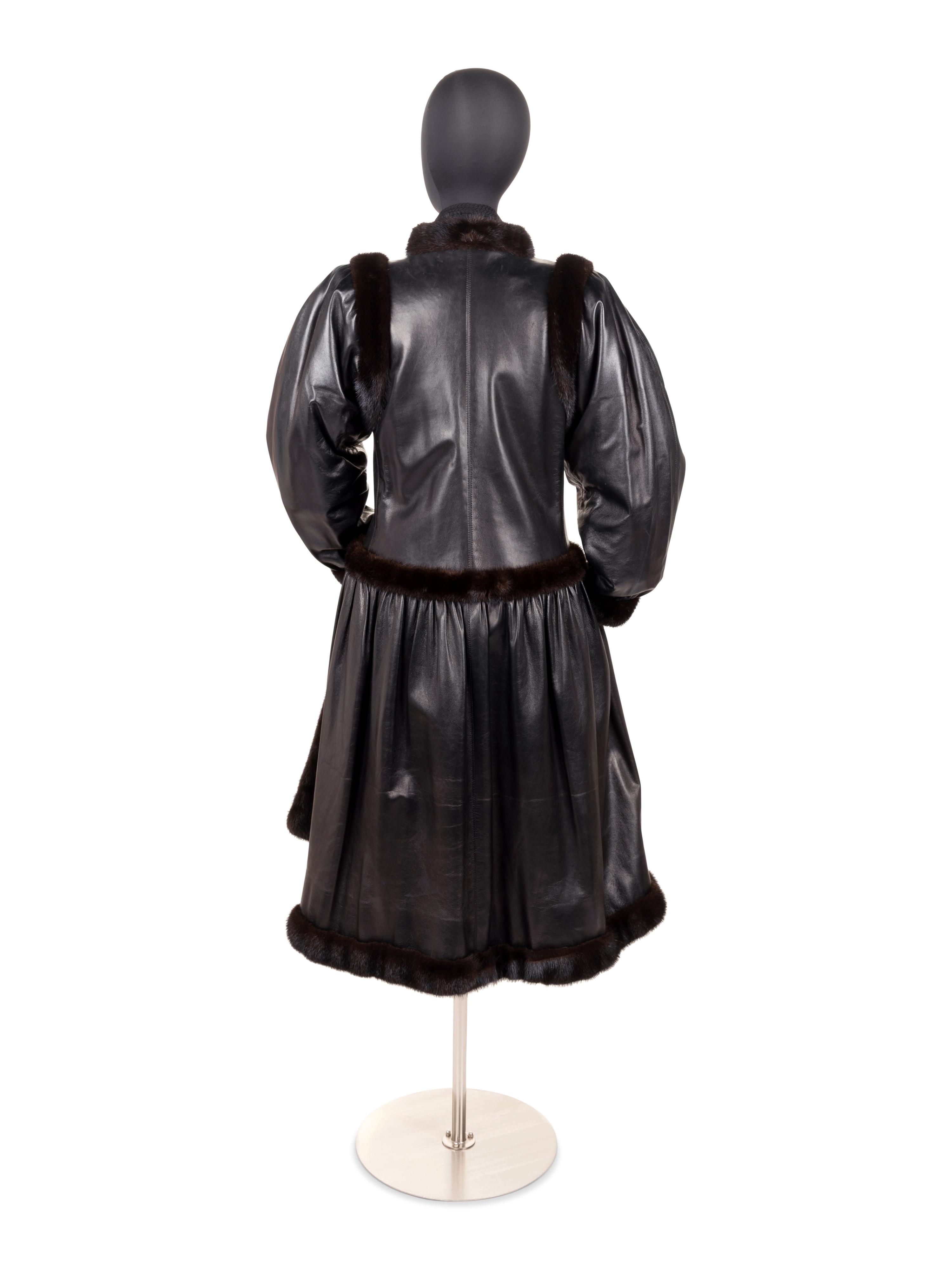 Yves Saint Laurent Haute Couture Leather Coat with Fur Trim, Fall 1976