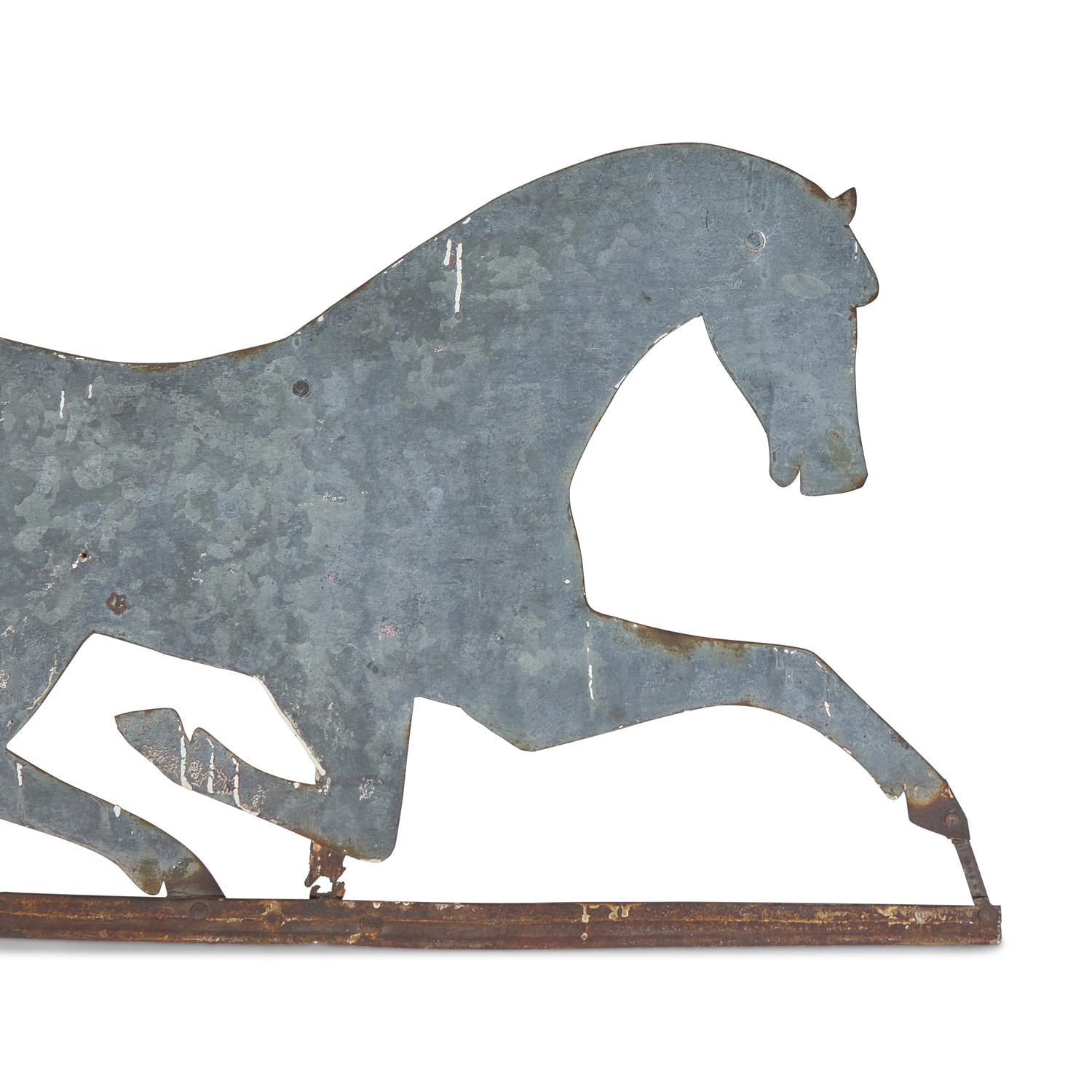 A Sheet Tin and Iron Running Horse Weathervane
