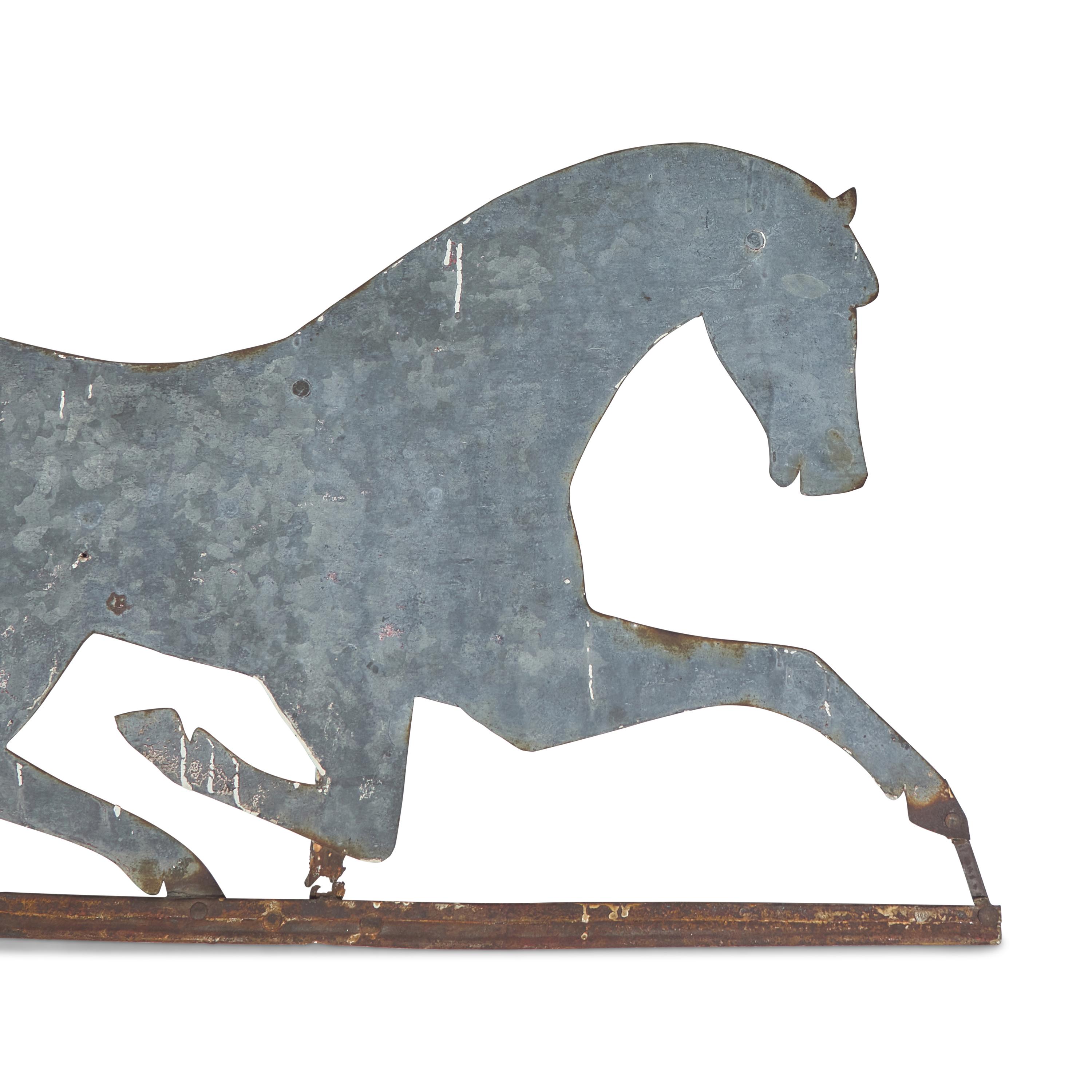 A Sheet Tin and Iron Running Horse Weathervane