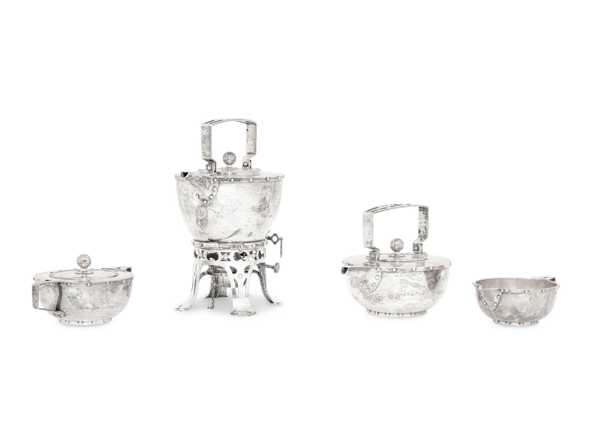 Arts and Crafts Silver Four-Piece Tea and Coffee Service