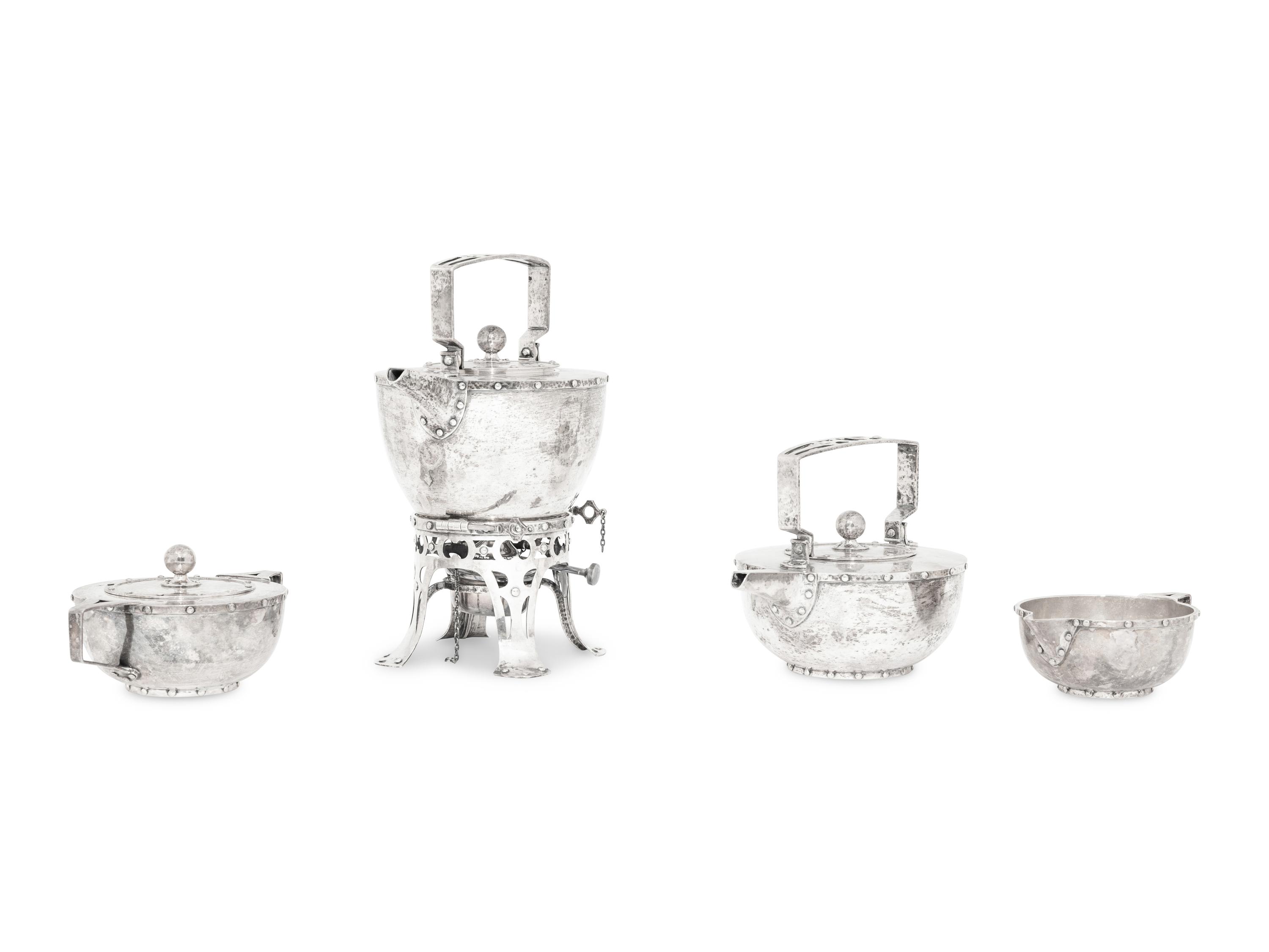 Arts and Crafts Silver Four-Piece Tea and Coffee Service
