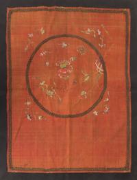 Six Chinese Embroidered Silk Panels Length of largest 26 5/8 inches.
