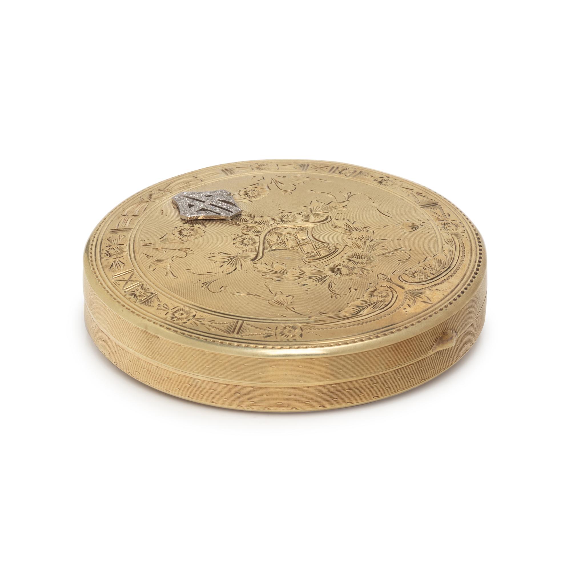 YELLOW GOLD AND DIAMOND COMPACT