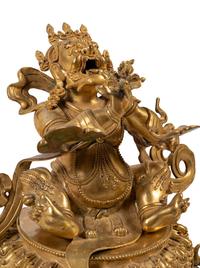 A Sino-Tibetan Style Gilt Bronze Tripod Incense Burner