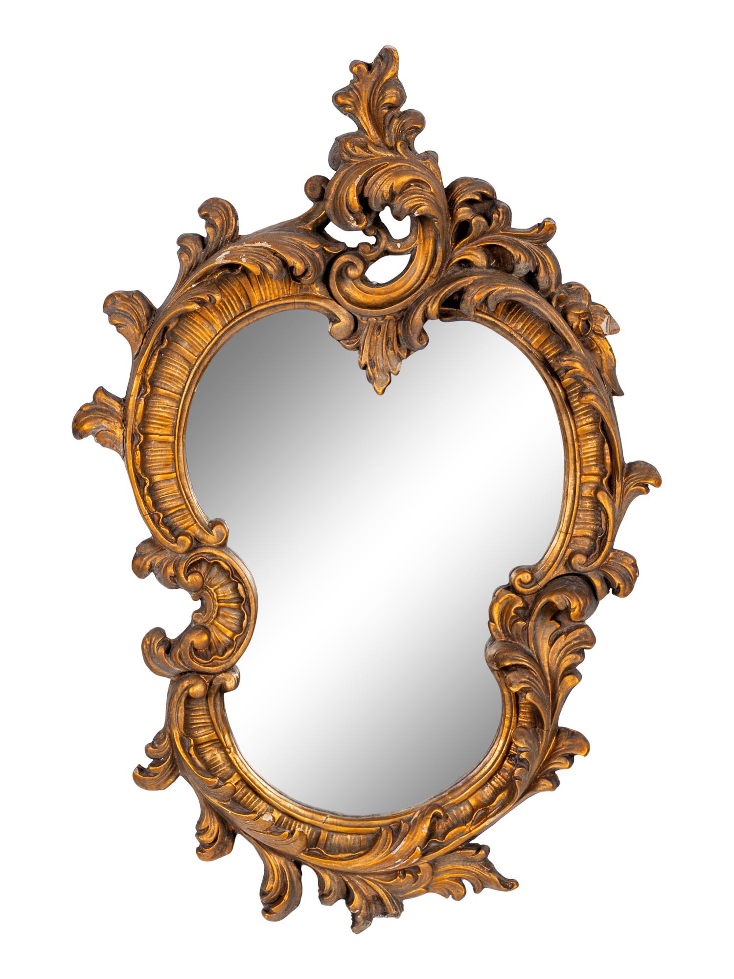 A Pair of Italian Rococo Style Giltwood Mirrors