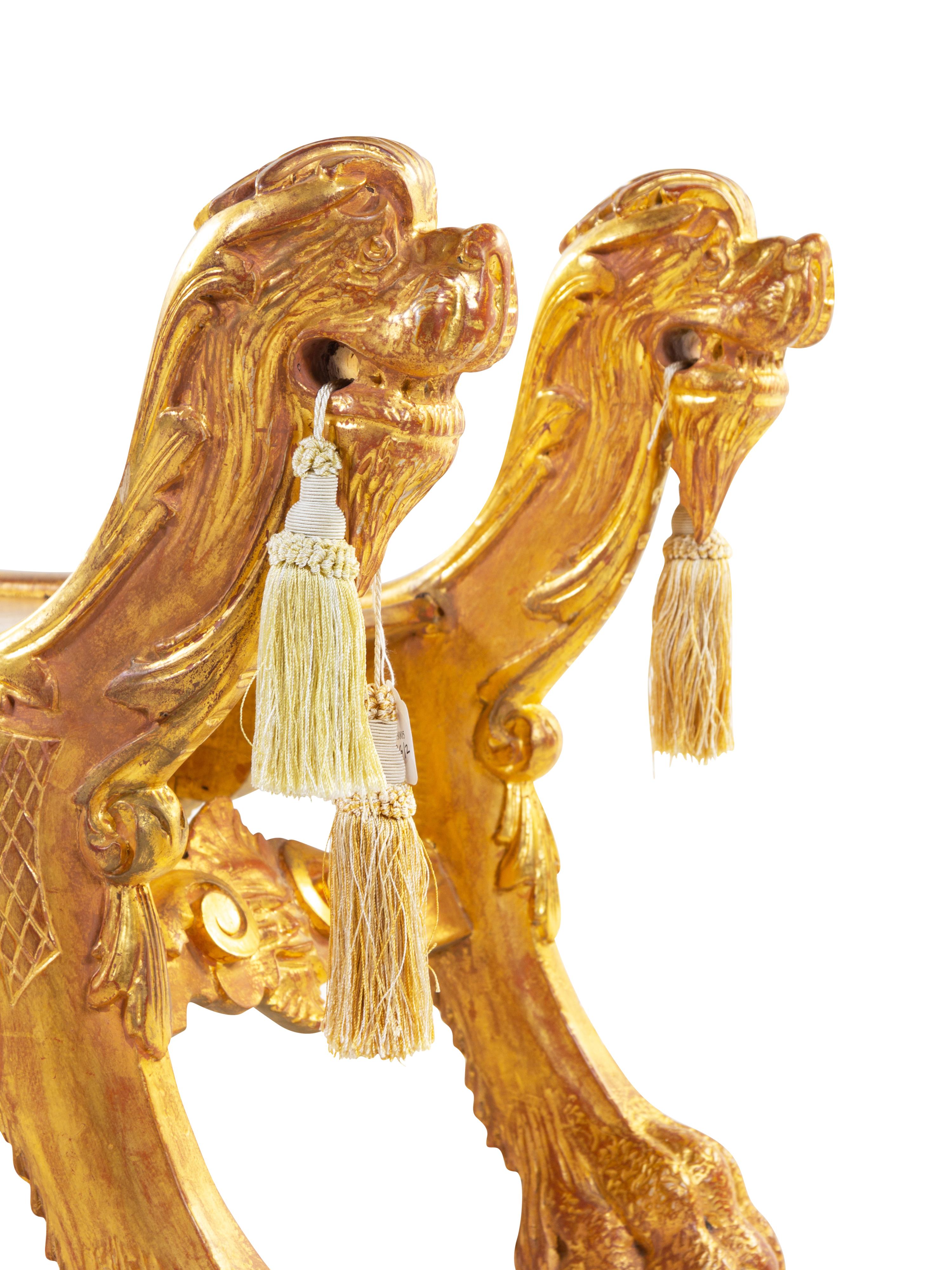 A Pair of Italian Giltwood Tabourets