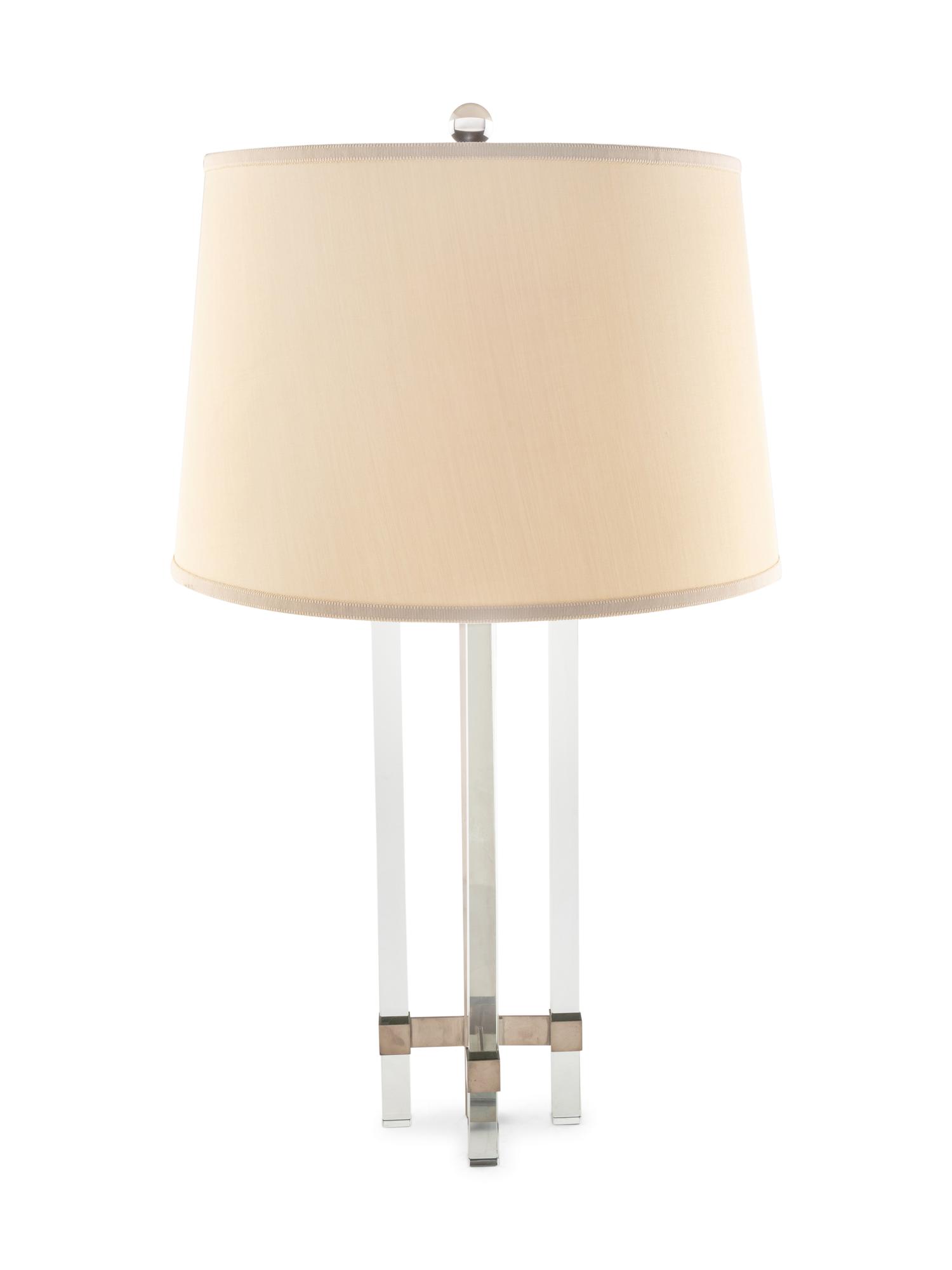 A Fontana Arte Glass and Nickel-Plated Brass Table Lamp