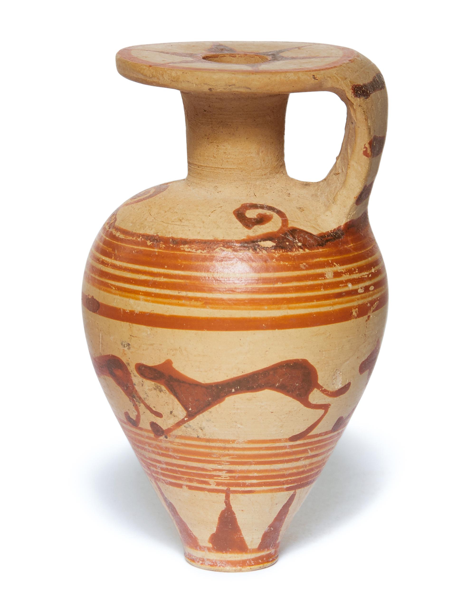 A Proto-Corinthian Miniature Aryballos with Hounds