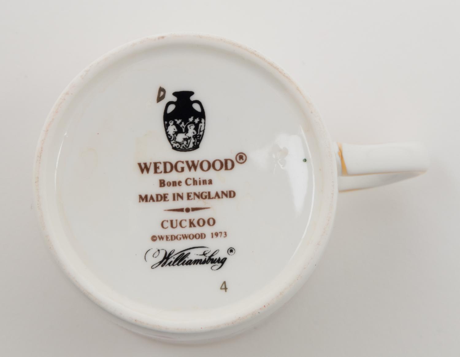 A Set of Wedgwood Cuckoo Porcelain Demitasse Cups and Saucers