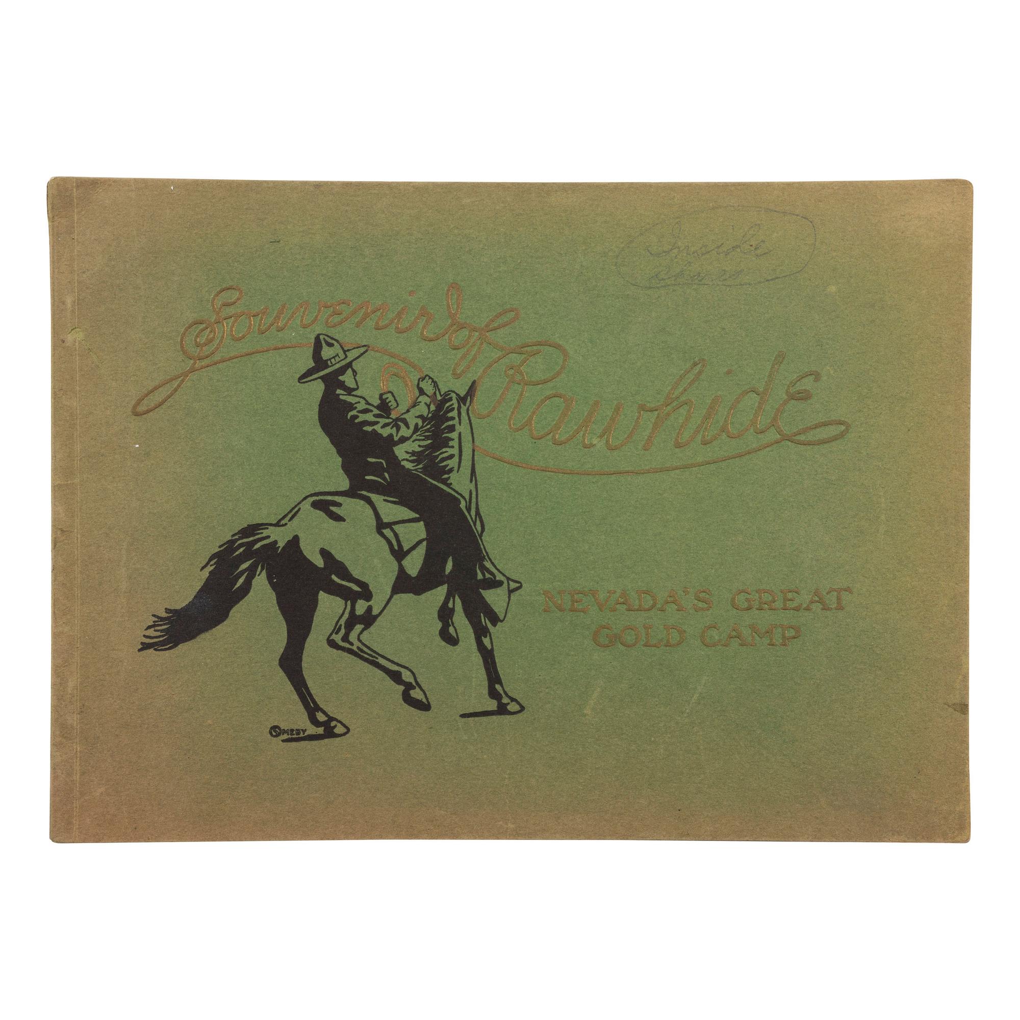 [MINING - NEVADA]. A group of 3 early mining images and a photograph booklet of mining activity in Virginia City, Goldfield, and Rawhide, Nevada, comprising: