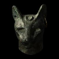 An Egyptian Bronze Head of a Cat