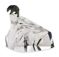 A Steuben Glass and Silver Ice Bear Sculpture