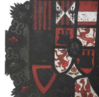 An Italian Painted Wood Armorial Panel