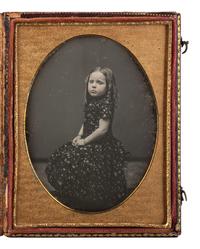 [EARLY PHOTOGRAPHY]. Two quarter plate daguerreotypes of young children posed in studio settings.