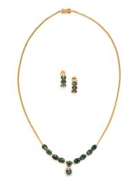 GREEN SAPPHIRE AND DIAMOND SET