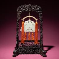 A Chinese White Jade Chime-Form Pendant, 18th/19th Century — 清中期 白玉罄