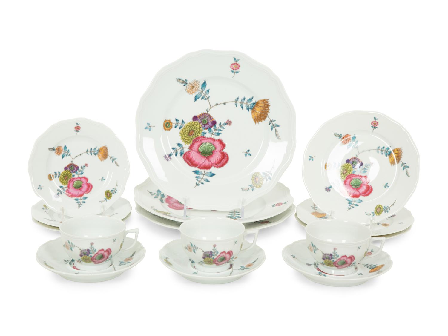 A Reynaud-Limoges Anemones Porcelain Dinner Service