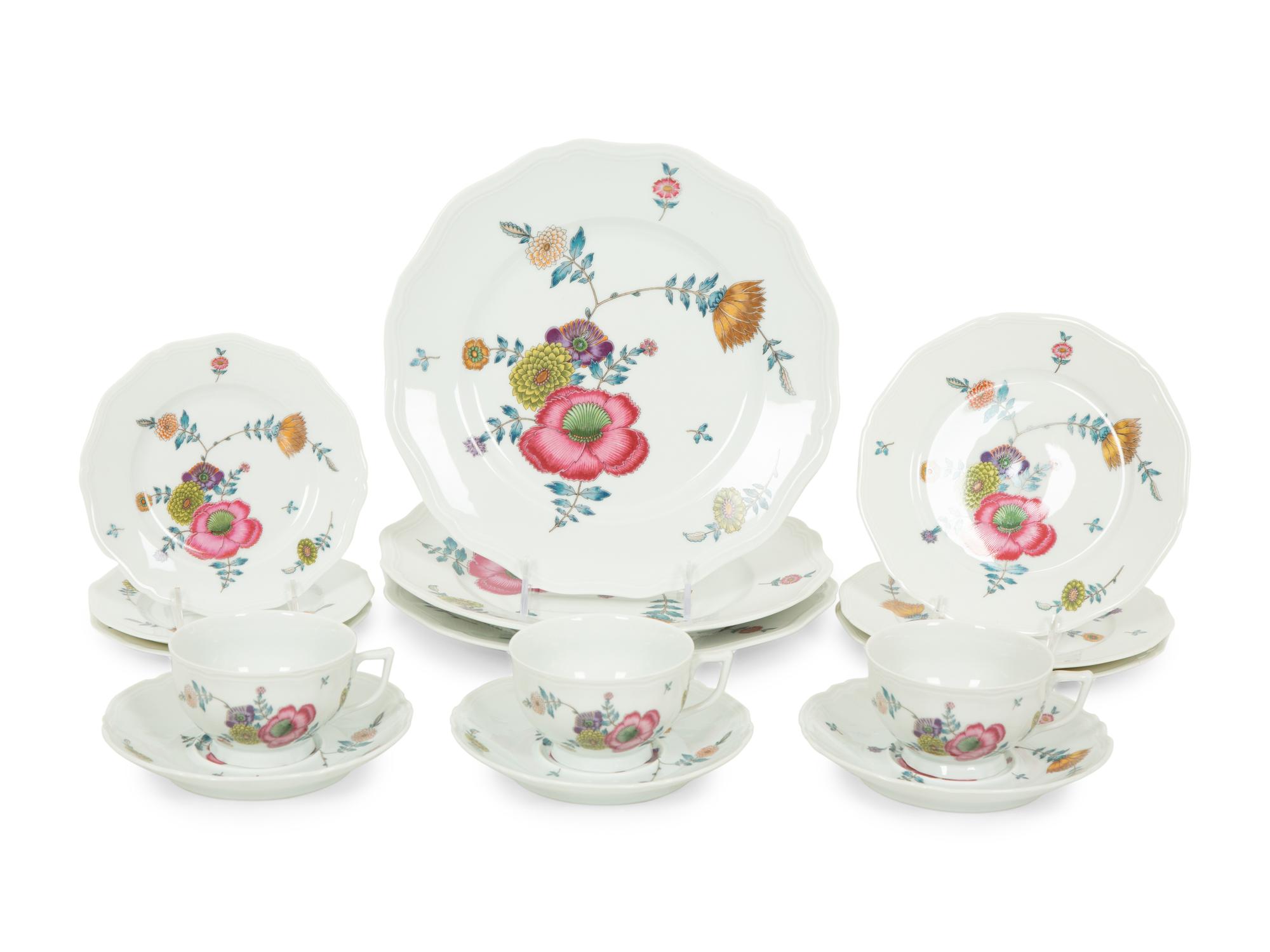 A Reynaud-Limoges Anemones Porcelain Dinner Service