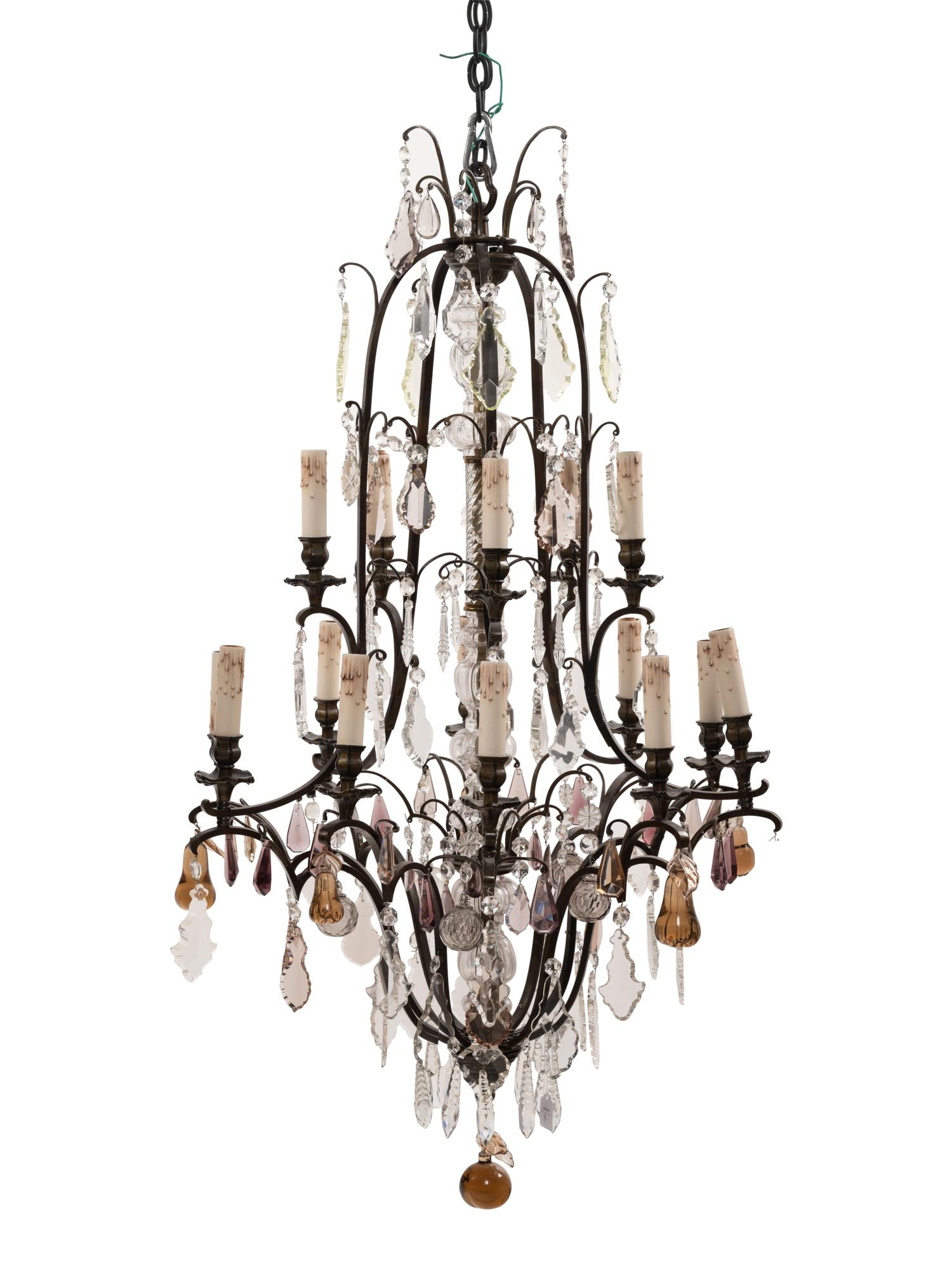 A French Gilt Bronze and Cut Glass Sixteen-Light Chandelier